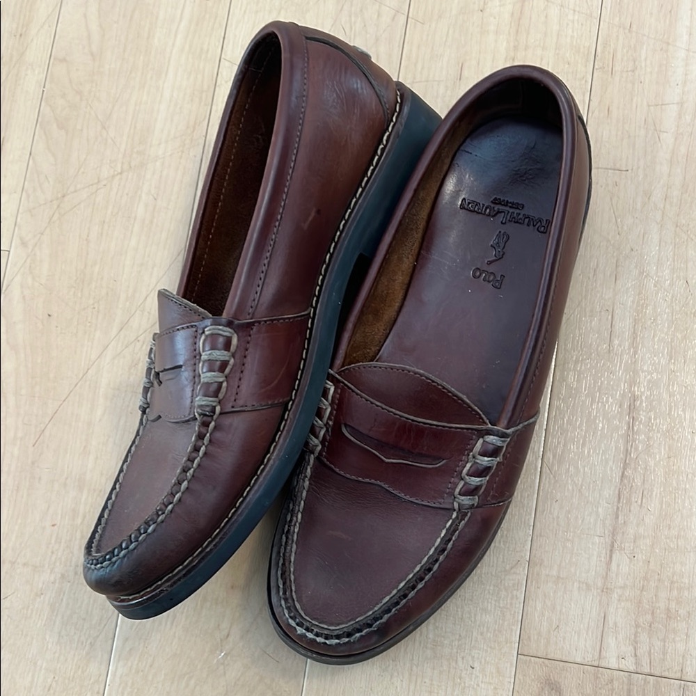 Polo by Ralph Lauren Rich Brown Leather Slip-Ons 9 - Picture 8 of 14